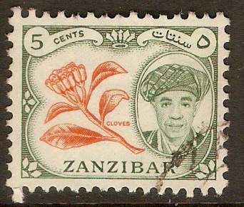 Zanzibar 1961 5c Orange and deep green. SG373.