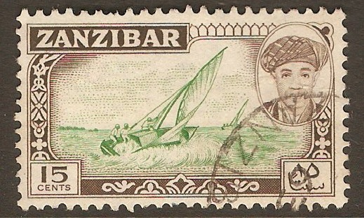 Zanzibar 1961 15c Green and sepia. SG375.
