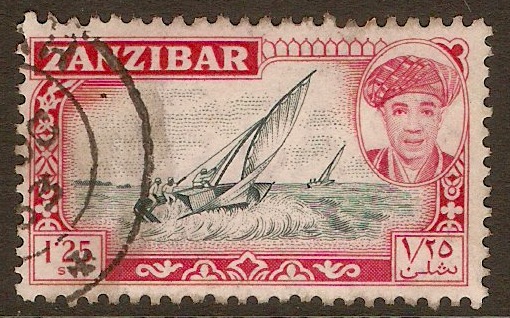 Zanzibar 1961 1s.25 Slate and carmine. SG383.