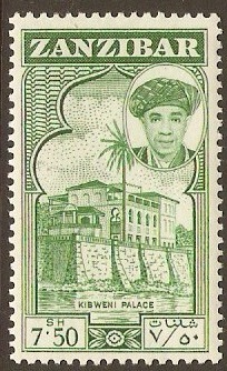 Zanzibar 1961 7s.50 Green. SG386.